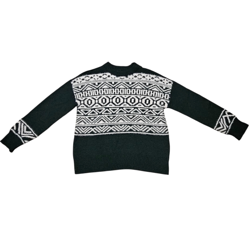 Maurices Women’s Fair Isle Sweater Small Green White Knit Pullover